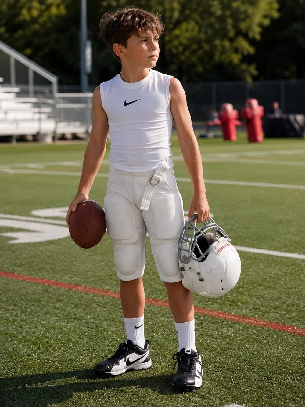 Nike Team Youth Football Practice Padded Girdle White Compression Shorts S